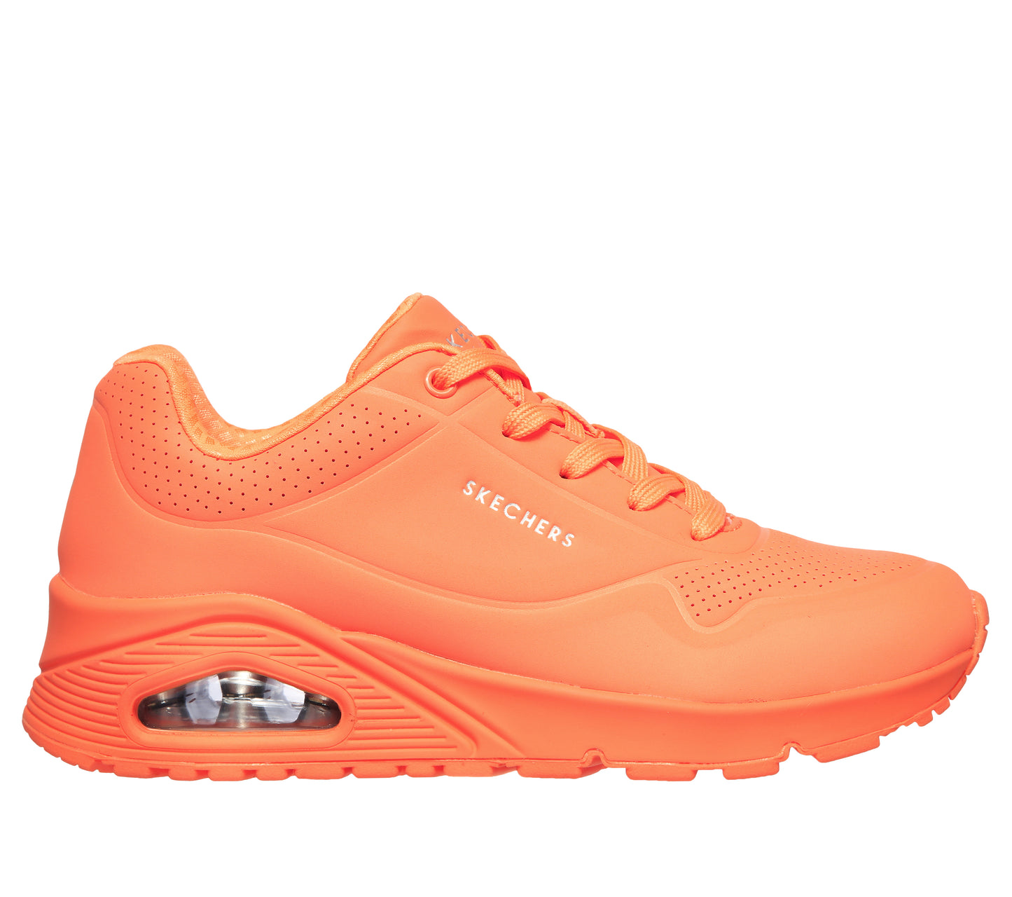 Baskets Uno Night Oranges Chaussures femmes Marque Skechers Nouvelle Collection Printemps été 2024 Magasins Chaussures Belgique Liège Grivegnée Ans Namur