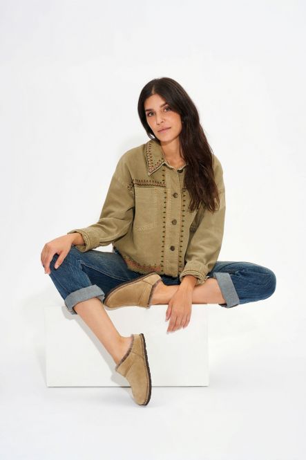 Leinen beige pantoffels