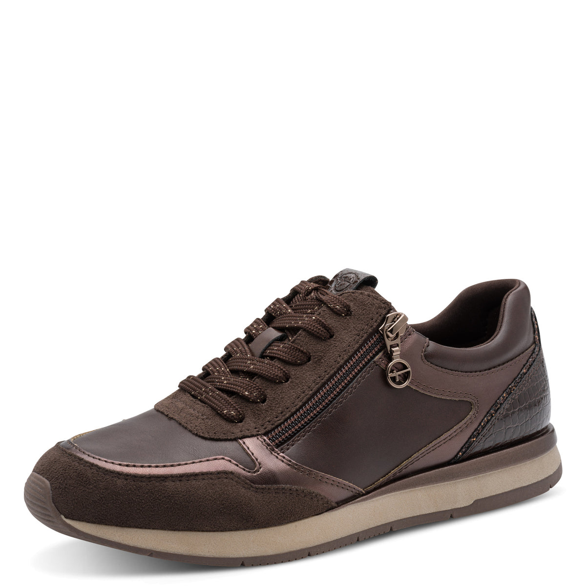 Baskets Essen Brunes article 23613 Chaussures femmes marque Tamaris Nouvelle Collection automne/hiver 2026 Chaussures Jeanmart Magasins Belgique Liège Grivegnée Ans Namur Eupen