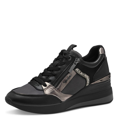 Article 23703 Noir Baskets femmes Marque Tamaris Nouvelle collection chaussures automne hiver 2024 Belgique Magasins Liège Grivegnée Ans Namur Eupen