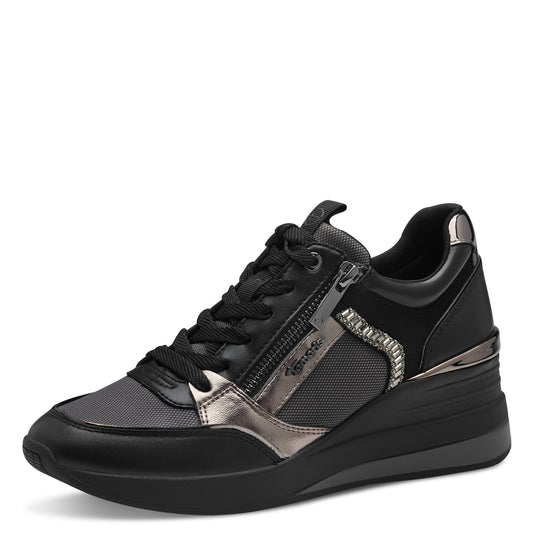 Article 23703 Noir Baskets femmes Marque Tamaris Nouvelle collection chaussures automne hiver 2024 Belgique Magasins Liège Grivegnée Ans Namur Eupen