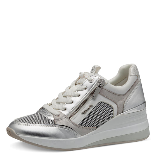 Baskets Arlington Argentées Article 23703 Marque Tamaris Chaussures Femmes Magasin Belgique Liège Grivegnée Ans Namur Eupen Nouvelle Collection Printemps été 2025