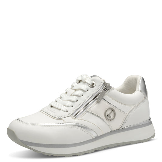 Baskets Cacaoyer Blanches Article 23726 Marque Tamaris Chaussures Femmes Magasin Belgique Liège Grivegnée Ans Namur Eupen Nouvelle Collection Printemps été 2025