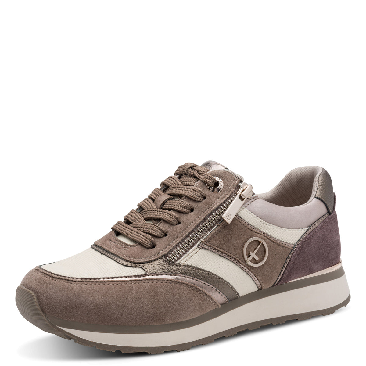 Baskets Cacaoyer Taupes article 23726 Chaussures femmes marque Tamaris Nouvelle Collection automne/hiver 2026 Chaussures Jeanmart Magasins Belgique Liège Grivegnée Ans Namur Eupen