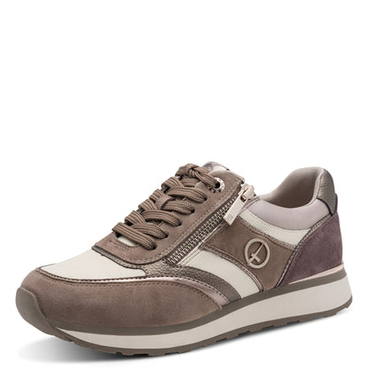 Baskets Cacaoyer Taupes article 23726 Chaussures femmes marque Tamaris Nouvelle Collection automne/hiver 2026 Chaussures Jeanmart Magasins Belgique Liège Grivegnée Ans Namur Eupen