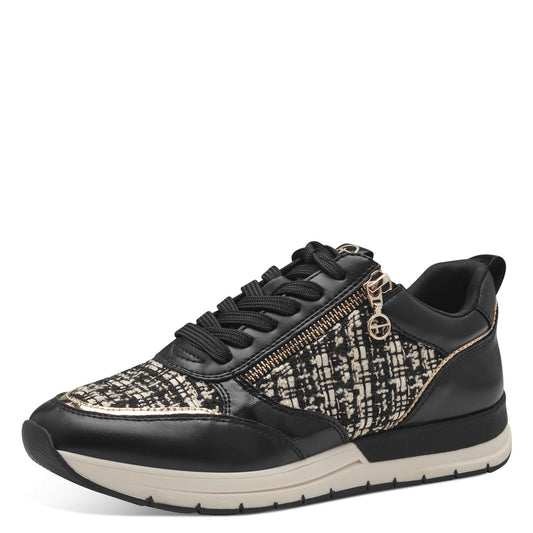 Article 23732 Noir Baskets femmes Marque Tamaris Nouvelle collection chaussures automne hiver 2024 Belgique Magasins Liège Grivegnée Ans Namur Eupen