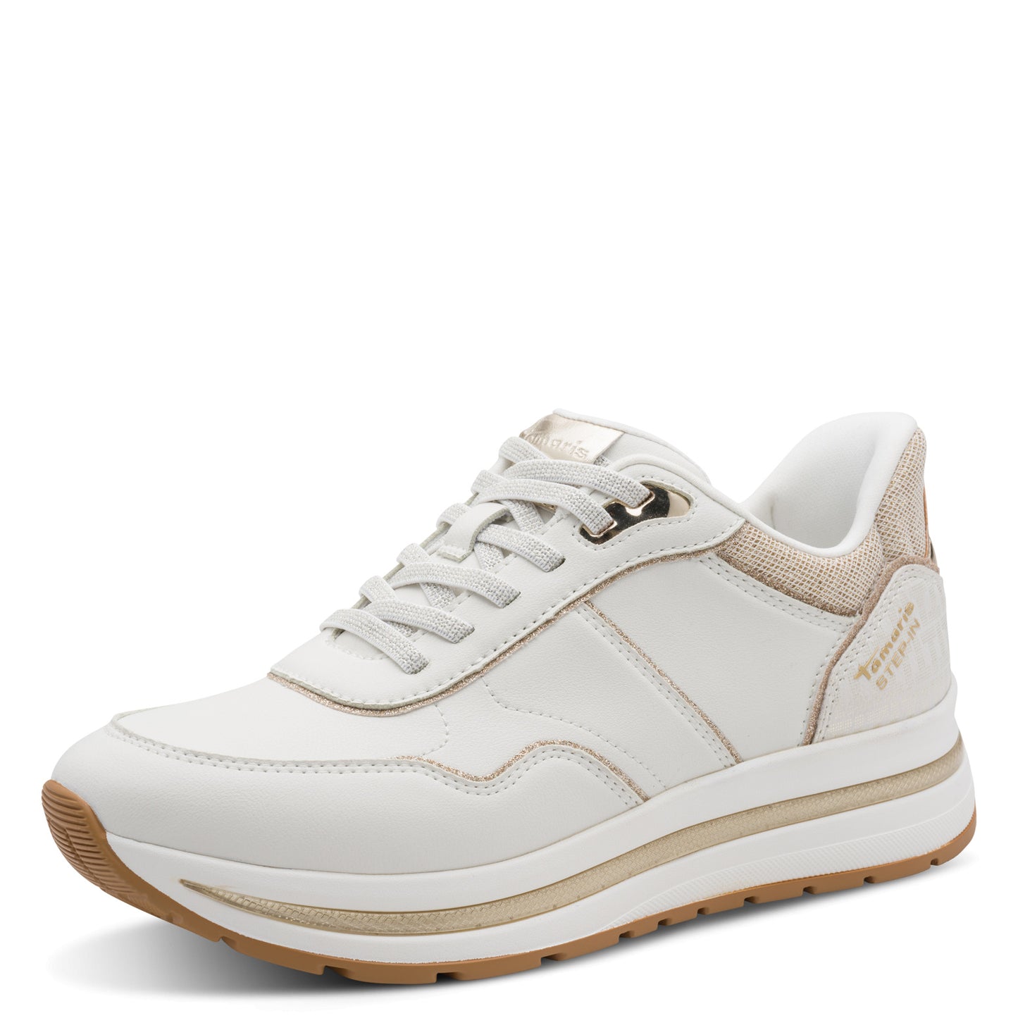 Baskets Smyrni Blanches Article 23766 Chaussures femmes marque tamaris Nouvelle Collection Printemps/été 2026 Chaussures Jeanmart Magasins Belgique Liege Grivegnée Ans Namur Eupen