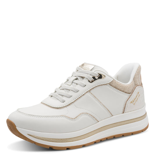 Baskets Smyrni Blanches Article 23766 Chaussures femmes marque tamaris Nouvelle Collection Printemps/été 2026 Chaussures Jeanmart Magasins Belgique Liege Grivegnée Ans Namur Eupen