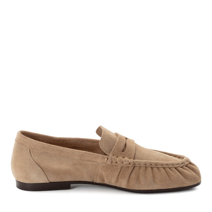 Beige geraffte Loafer