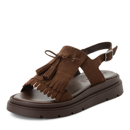 Sandales Puebla Brunes article 28255 Chaussures femmes marque tamaris Nouvelle Collection Printemps/été 2026 Chaussures Jeanmart Magasins Belgique Liege Grivegnée Ans Namur Eupen