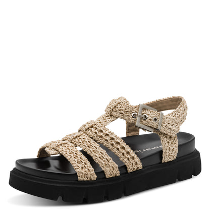 Sandales Raphia Beiges article 28402 Nouvelle collection printemps été 2026 marque Tamaris magasins chaussures Jeanmart belgique Liège Grivegnée Ans Namur Eupen
