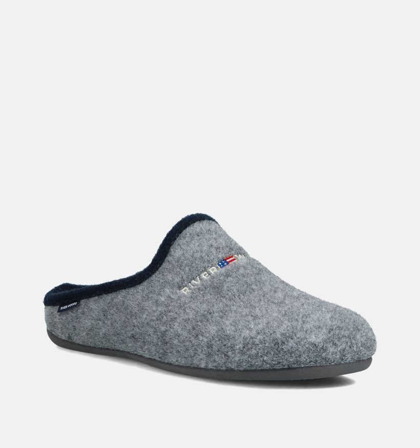 Mules River Grises article 6900-ADB Pantoufles hommes marque RiverWood Nouvelle Collection Automne Hiver 2025 Magasins Chaussures Belgique Liège Grivegnée Ans Namur