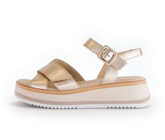 Sandales Hermosa Dorées Article 62.741.82 Chaussures femmes Gabor Nouvelle Collection Printemps/été 2025 Chaussures Jeanmart Magasins Belgique Liege Grivegnée Ans Namur