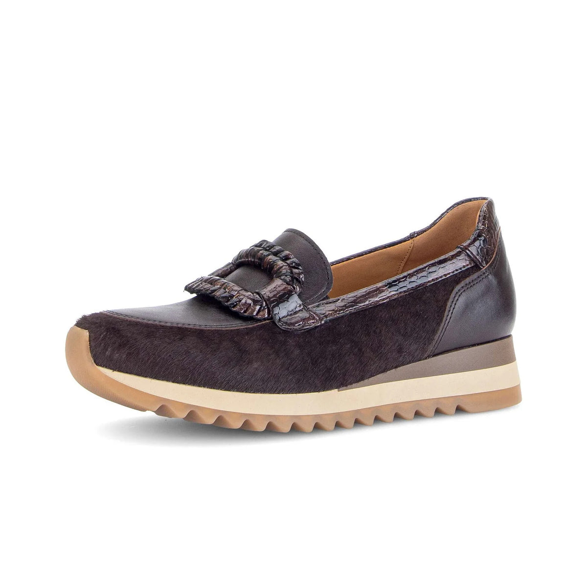 Mocassins Hairy Bruns article 4010.01.003 Chaussures femmes Marque Gabor Nouvelle collection automne hiver 2026 Magasins Belgique Liège Grivegnée Ans Namur Eupen