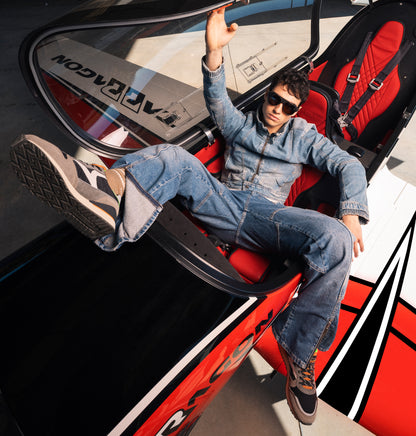 Kombinierte Sneakers aus schwarzem Leggera