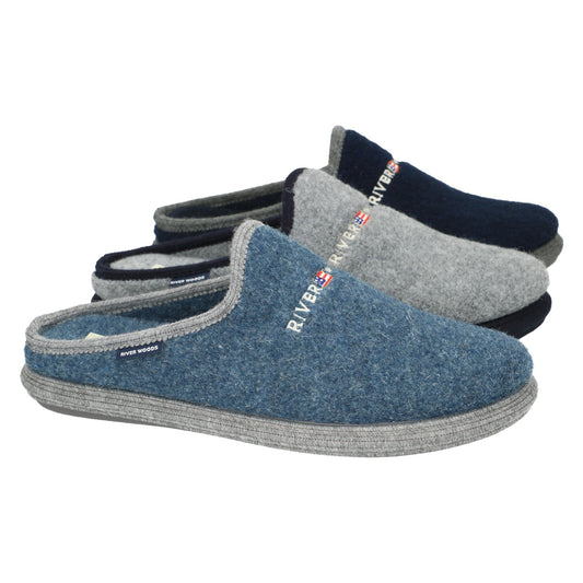 Mules River Grises article 6900-ADB Pantoufles hommes marque RiverWood Nouvelle Collection Automne Hiver 2025 Magasins Chaussures Belgique Liège Grivegnée Ans Namur