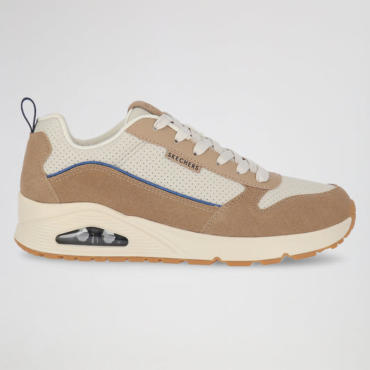 Baskets Uno Stacre Beiges Chaussures hommes Marque Skechers Nouvelle Collection Printemps été 2025 Magasins Chaussures Belgique Liège Grivegnée Ans Namur