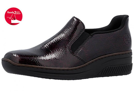 Mocassins Vejen Bordeaux Chaussures femmes Marque Rieker Remonte Nouvelle Collection Automne Hiver 2025 Magasins Chaussures Belgique Liège Grivegnée Ans Namur