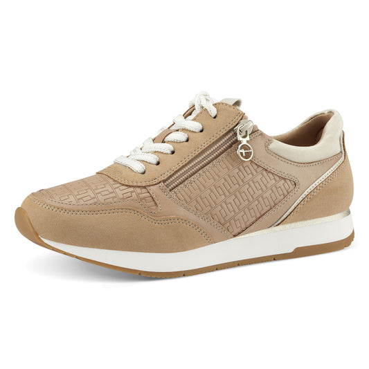 Baskets 23603 beige Nouvelle collection printemps/été Marque Tamaris Chaussures femmes Magasin Jeanmart Grivegnée Ans Namur
